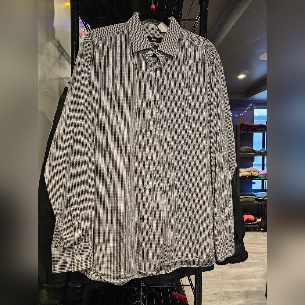 Boss Men's Black‎ and White Striped Shirt